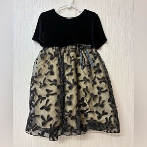 Good Lad Black and Gold Floral Girls 6X Velvet Bows Holidays